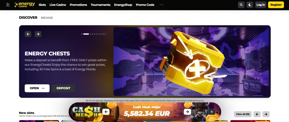 Energy Casino – 100% Willkommensbonus + 400 Freispiele für deutsche Spieler